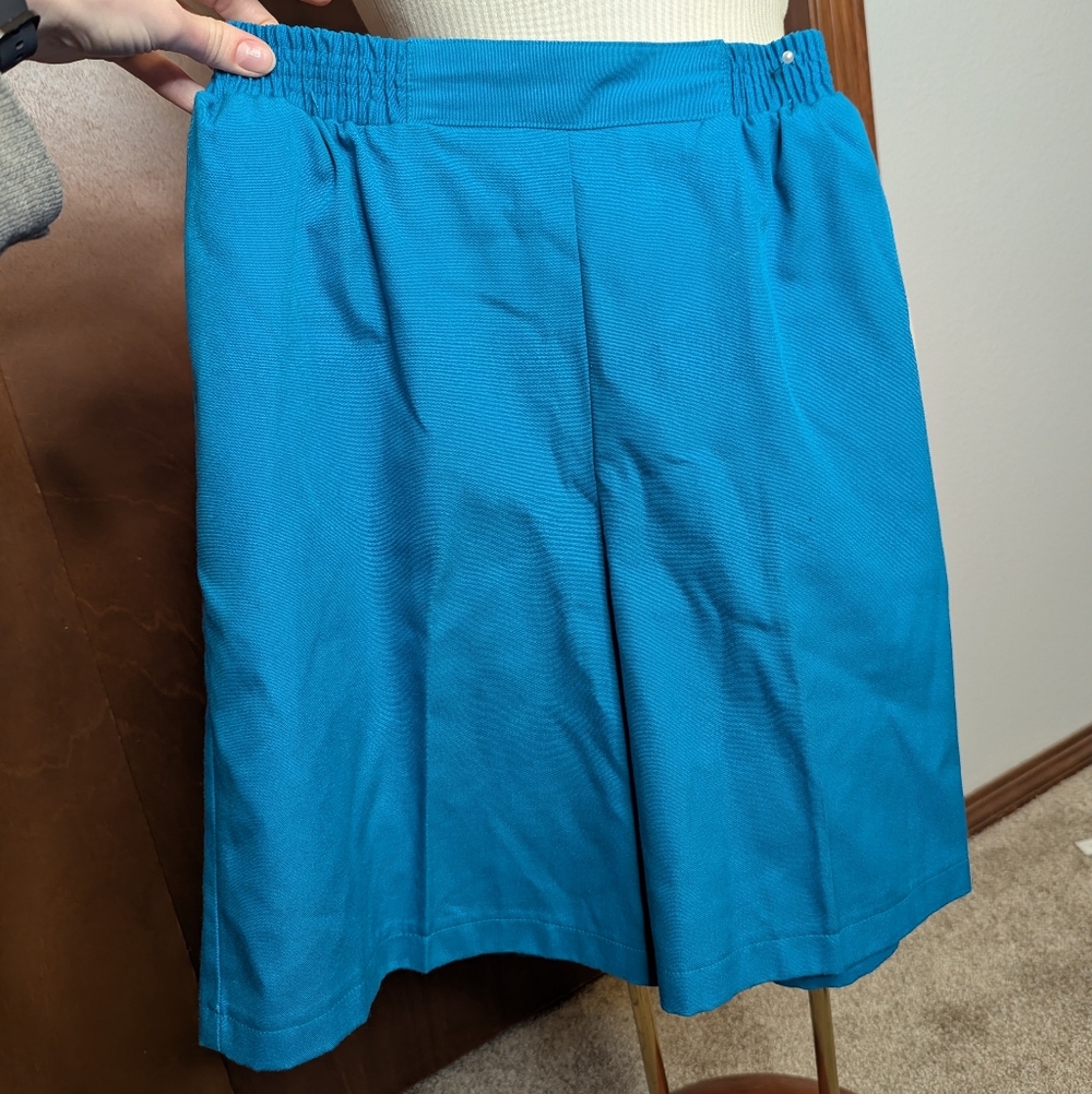 Vintage Pleated High Rise Blue Shorts
